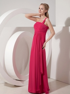 Beautiful Coral Red Junior Prom Dress One Shoulder Chiffon