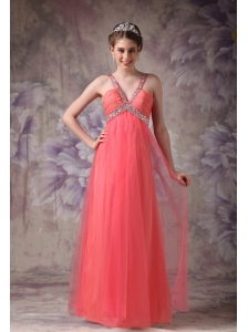 Best Watemelon Red Tulle Prom / Evening Dress with Beading