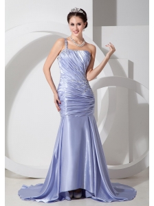 Customize Lilac Prom Dress Column One Shoulder
