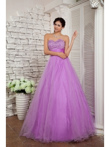 2013 Lavender Prom Dress A-line Sweetheart Organza Beading Floor-length