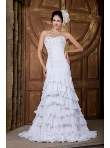 Brand New A-line Sweetheart Wedding Dress Chiffon Beading Brush Train
