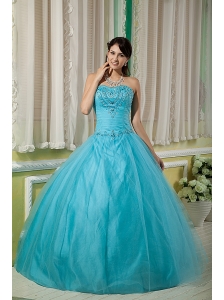 Custom Made Teal Ball Gown Sweetheart 15 Quinceanera Dress Tulle Beading Floor-length