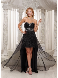Black High-low Prom Dress Sweethart Beaded Decorate Bust Custom Made With Organza