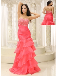 Mermaid Sweetheart Beaded Decorate Bust Ruched Bodice and Layers For 2013 Prom Dress Customize