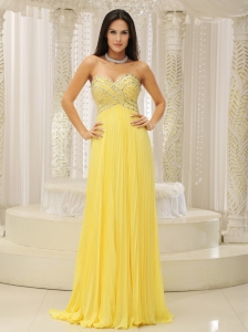 Yellow Sweetheart and Beaded Decorate Bust Pleat For 2013 Prom Dress