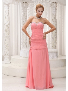 Beaded Decorate Sweetheart Neckline Watermelon Red Custom Made Mother Of The Bride Dress For 2013
