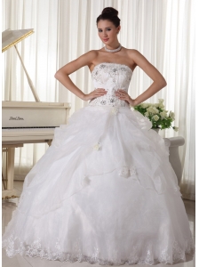 Beaded Over Up Bodice and Pick-up Ball Gown For Custom Quinceanera Dress Organza