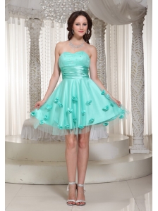 New Turquoise Prom Dress For Cocktail With Flowers Decorate