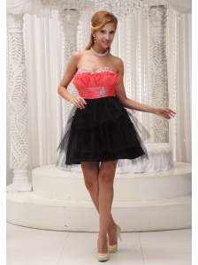 Rust Red and Black Lovely Homecoming / Cocktail Dress For 2013 Beaded Decorate Sweetheart Neckline Mini-length
