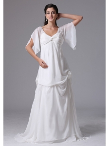 2013 Simple Scoop Short Sleeves Maternity Wedding Dress With Chiffon In Cheshire Connecticut