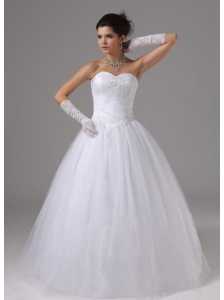Ball Gown Wedding Dress With Appliques and Ruch Sweetheart Tulle In Aliso Viejo California