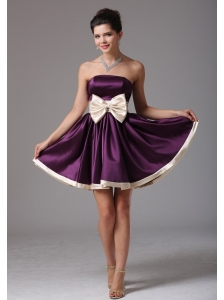 Beautiful Dark Purple Strapless Short Prom Dress With Sash Mini-length In Florida