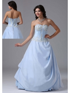 Light Blue Sweetheart and Appliques Bodice For 2013 Prom Dress In Alaska