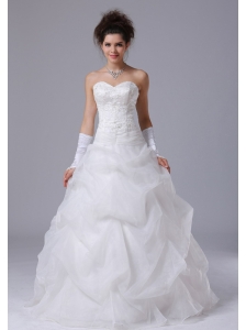Pick Up Beading Beautiful Sweetheart A-Line Hall Wedding Dress