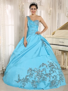 Baby Blue San Miguel de Tucumán Quinceanera Dress One Shoulder With Appliques and Beading 2013