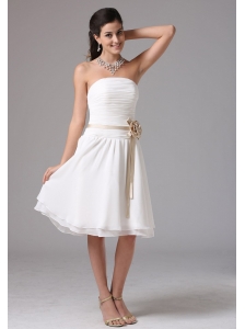 East Hartford Connecticut Simple Empire Strapless Bridesmaid Dress With Sash Ruched Decorate Bust Knee-length