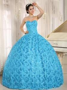 Embroidery and Sequins On Tulle Sweetheart Teal Quinceanera  Dress 2013 In El Alto City