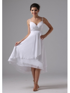 Straps Simple Short Wedding Dress Custom Made Chiffon