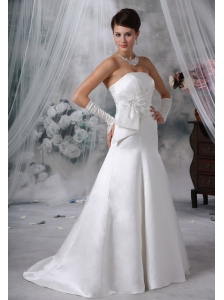 West Des Moines Iowa Appliques With Beading Satin Brush Train 2013 Low Cost Wedding Dress For New Style