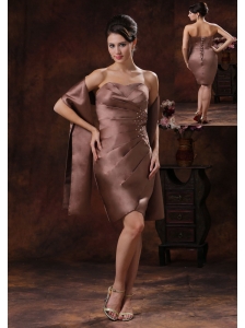 Brown Mother Of The Bride Dress Clearance With Strapless Beaded and Ruch Decorate In Cave Creek Arizona