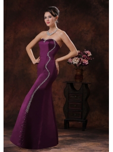 Customize Mermaid Dark Purple Mother Of The Bride Dress With Beaded Decorate On Taffeta In Peoria Arizona