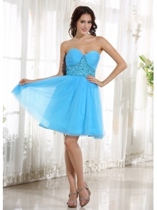 Custom Made Baby Blue Sweetheart Prom Cocktail Dress Beading For Party