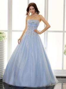 Baby Blue and Beaded Bodice For 2013 Prom / Evening Dress