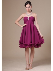 Fuchsia Homecoming Dress With Sweetheart Neckline Knee-length Beaded Decorate