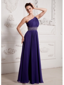 2013 Eggplant Purple One Shoulder Ruch and Beading Prom Celebrity Dress