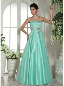 Apple Green Sweetheart Beaded and Rhinestones Prom Dress For Custom Made