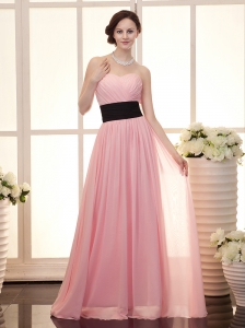 Baby Pink Empire Sweetheart Floor-length Sash Custom Made Prom Gowns