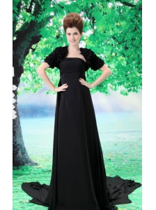 Custom Made Prom Dress With Strapless Court Train Ruch and Chiffon