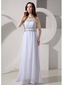 Empire Strapless Beaded Decorate Waist Sweep Train Sexy New Style 2013 Prom Gowns