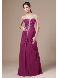 Fuchsia Floor-length Prom Dress For Prom With Beaded Decorate