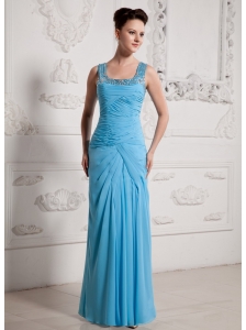 2013 Baby Blue Square Ruch and Beading Prom Celebrity Dress