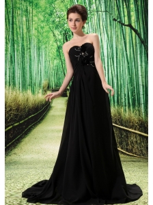 Black Stylish El Tigre Prom Dress Hand Made Flower and Ruch