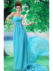 Custom Made Baby Blue 2013 Prom Dress Hand Made Flower and Ruch In Graduation