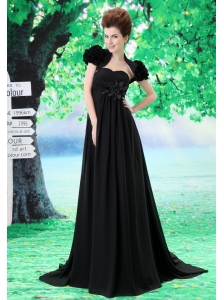 Custom Made Black 2013 Prom Dress Hand Made Flower and Ruch In Graduation