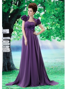 Custom Made Purple 2013 Prom Dress Hand Made Flower and Ruch In Graduation