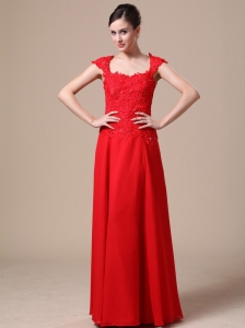 Lace Chiffon Square Red Column Prom Dress For 2013