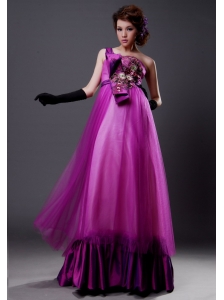 One Shoulder Tulle Fuchsia Empire Sweet Party Prom Dress
