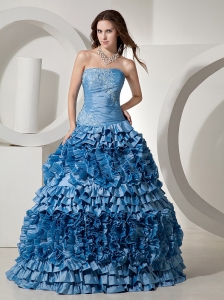 Ruffled Layers Appliques and Ruch For Quinceanera Dress
