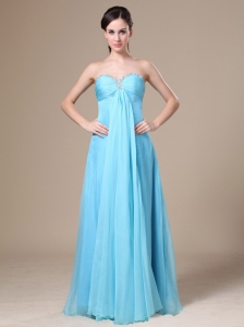 Stylish Chiffon Beading Empire Sweetheart Aqua Blue Prom Dress