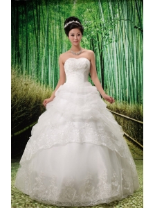 2013 Custom Made Sweetheart Lace Wedding Dress With Pick-ups