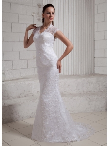 2013 Sweetheart Column Lace Wedding Dress With Lace Brush Train