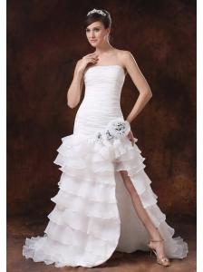 Bodice High Slit Brush / Sweep Mermaid / Trumpet Organza Wedding Dress With Beading