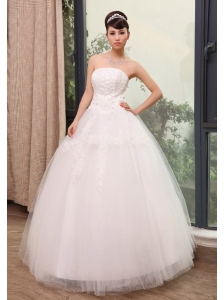 Lace With Beading Decorate Bodice Tulle A-line Floor-length 2013 Wedding Dress