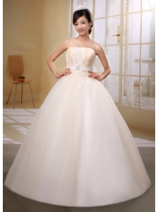 Wholesale Champagne Strapless Beaded Decorate Bust and Belt Wedding Gowns In 2013