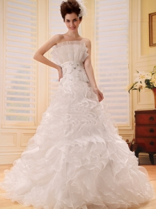 2013 A-line Ruffles Wedding Dress With Appliques Organza In Wedding Party
