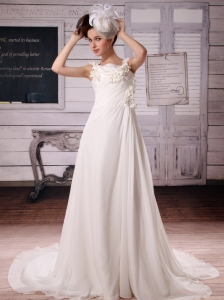 2013 Custom Made Straps Wedding Dress With Ruch and Appliques In Wedding Party